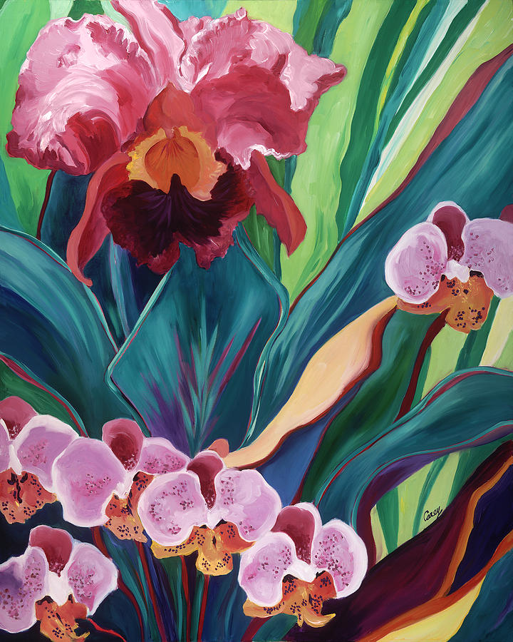 Maui Flowers Painting - Orchid Dance by Cathy Carey
