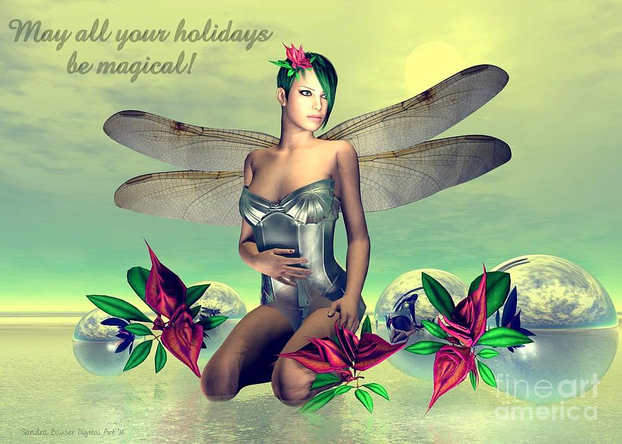 Orchid Faerie Holiday Card Digital Art by Sandra Bauser