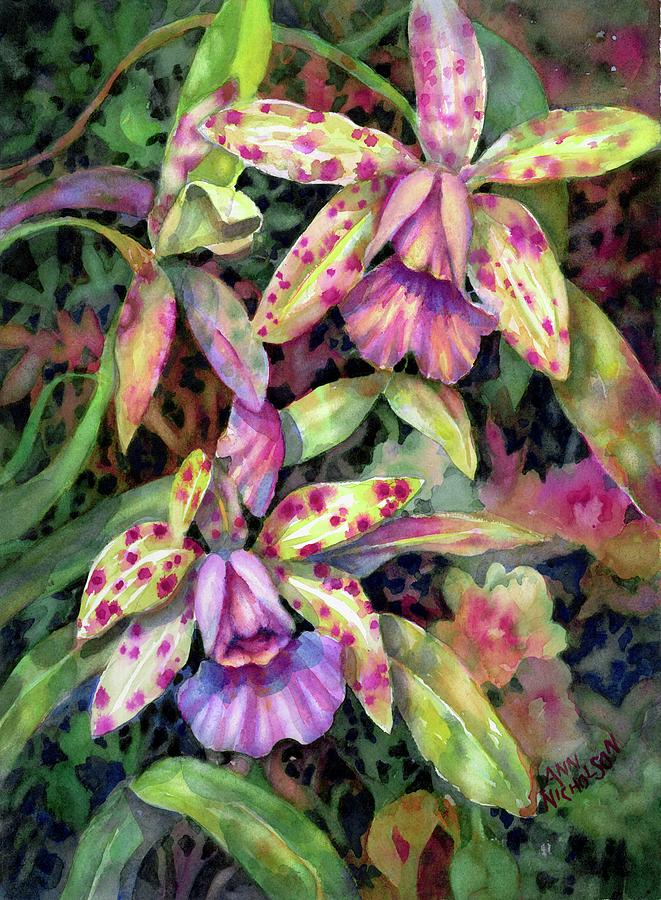Flower Painting - Orchid Garden I by Ann Nicholson