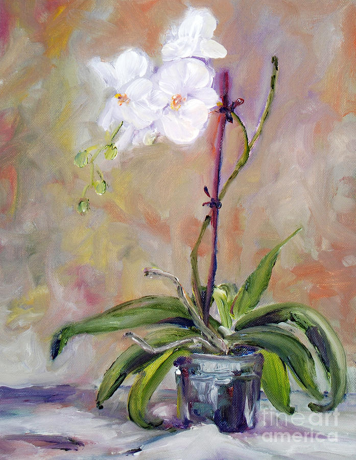 Orchid In White 3 Painting by Frank Hoeffler