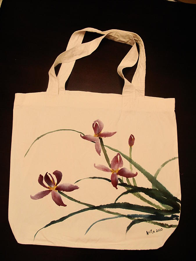 Orchid Tapestry - Textile - Orchid on tote bag by Anita Lau
