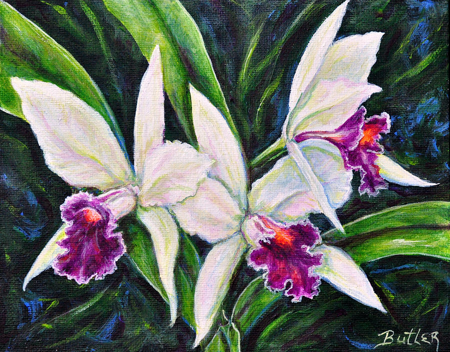 Orchids Painting by Gail Butler
