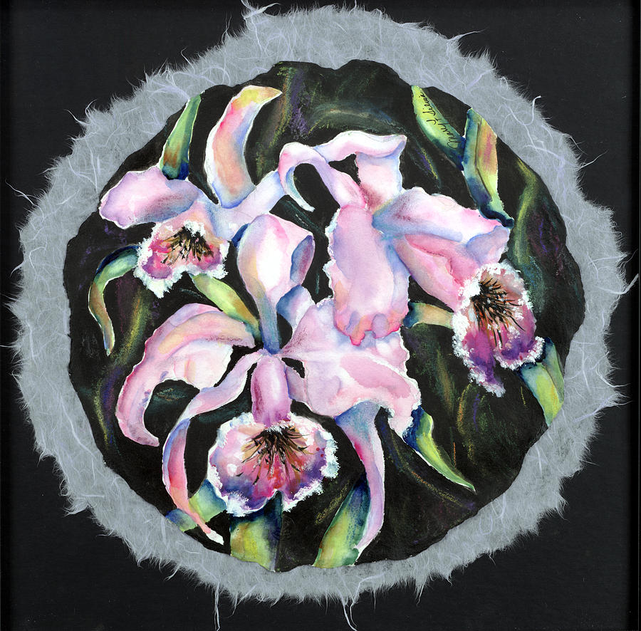 Orchids in a Circle Painting by Mary Silvia