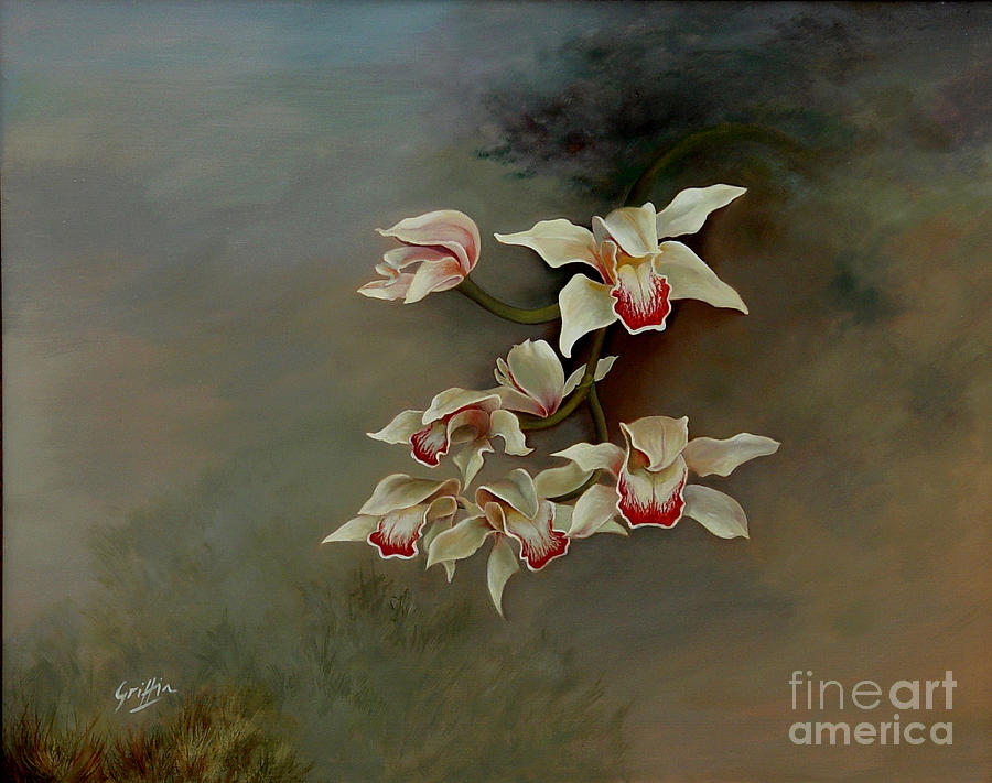 Flowers Painting - Orchids In Morning Mist by Mai Griffin Flowers Painting - Orchids In Morning Mist by Mai Griffin