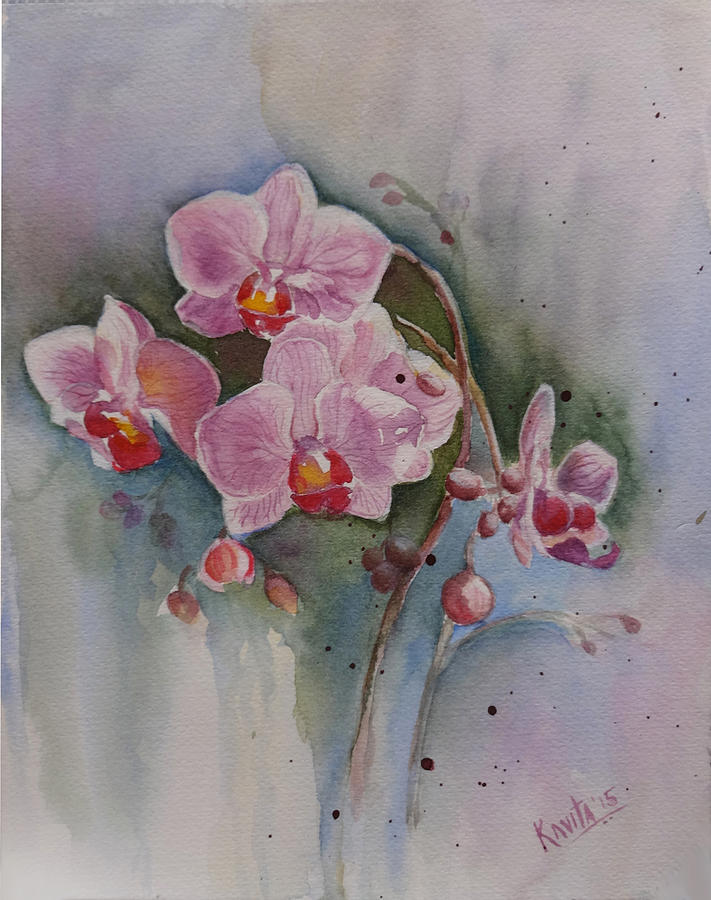 Nature Painting - Orchids by Kavita Vardhan