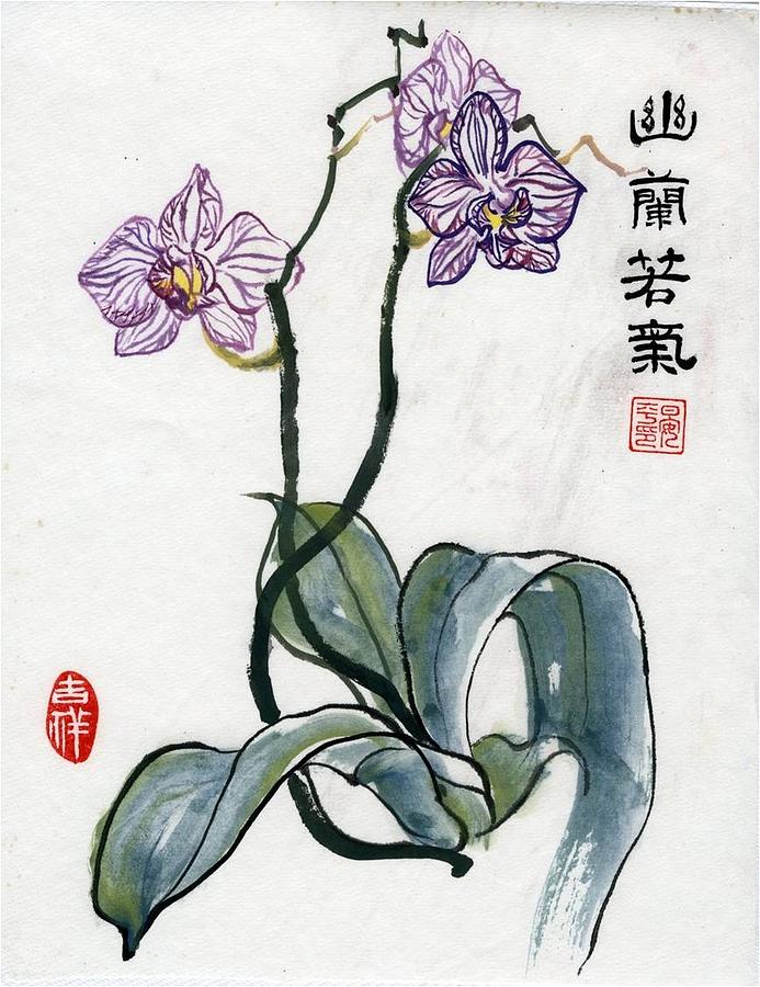 Orchids Painting by Ping Yan