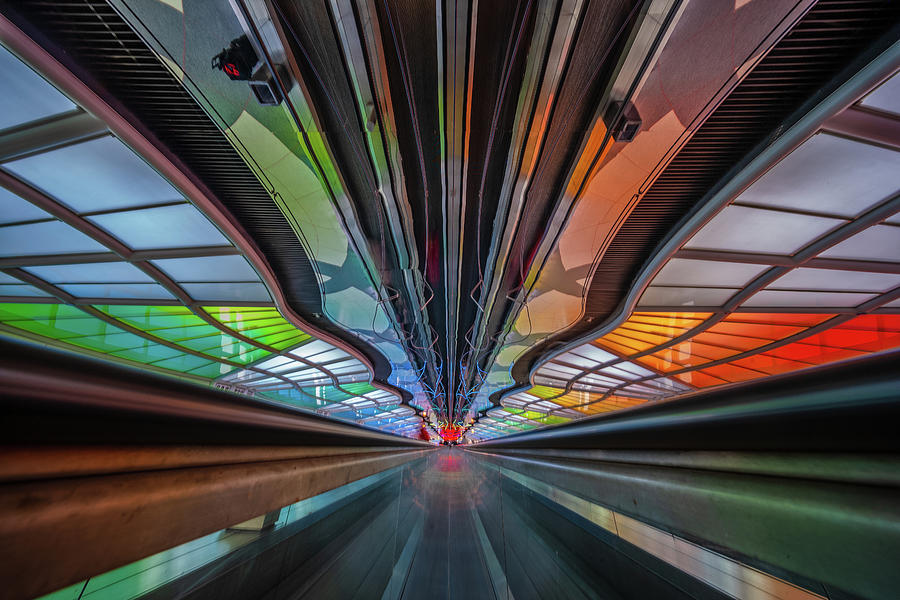 Walkway, Chicago Airport Photograph by Judith Barath