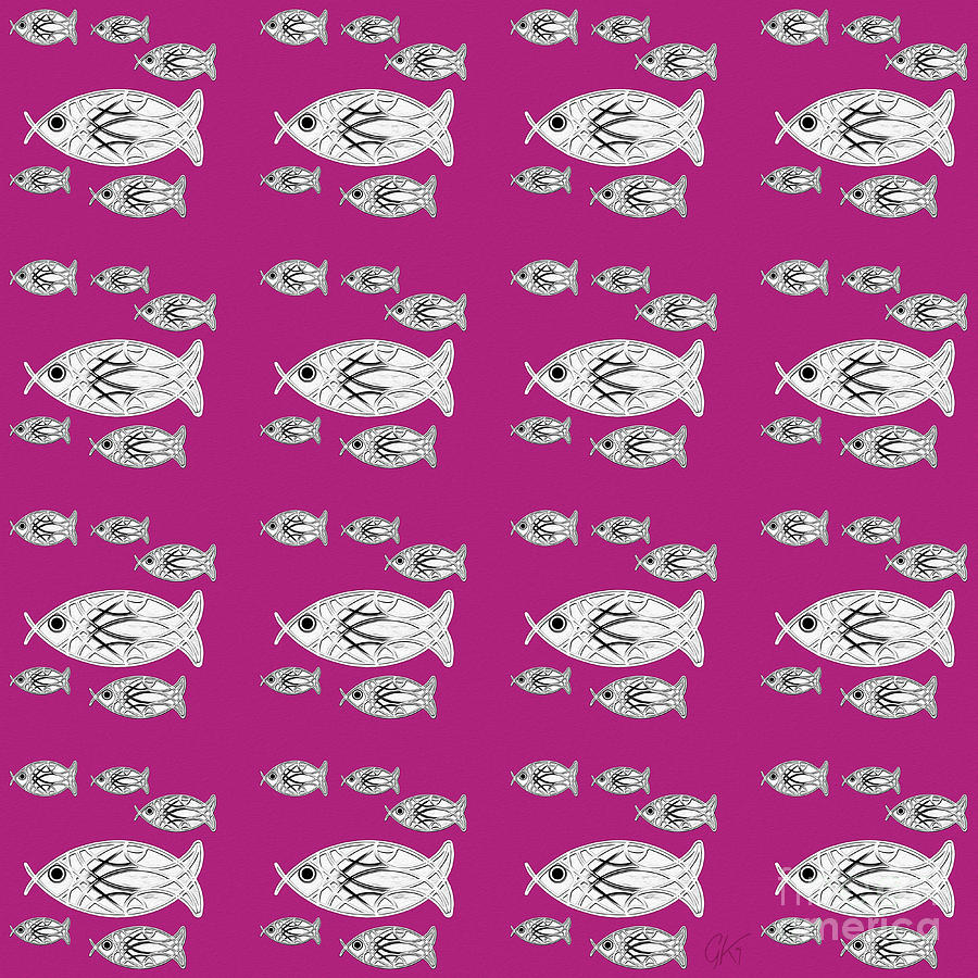Orderly Formation - School of Fish - Magenta Digital Art by Gabriele Pomykaj