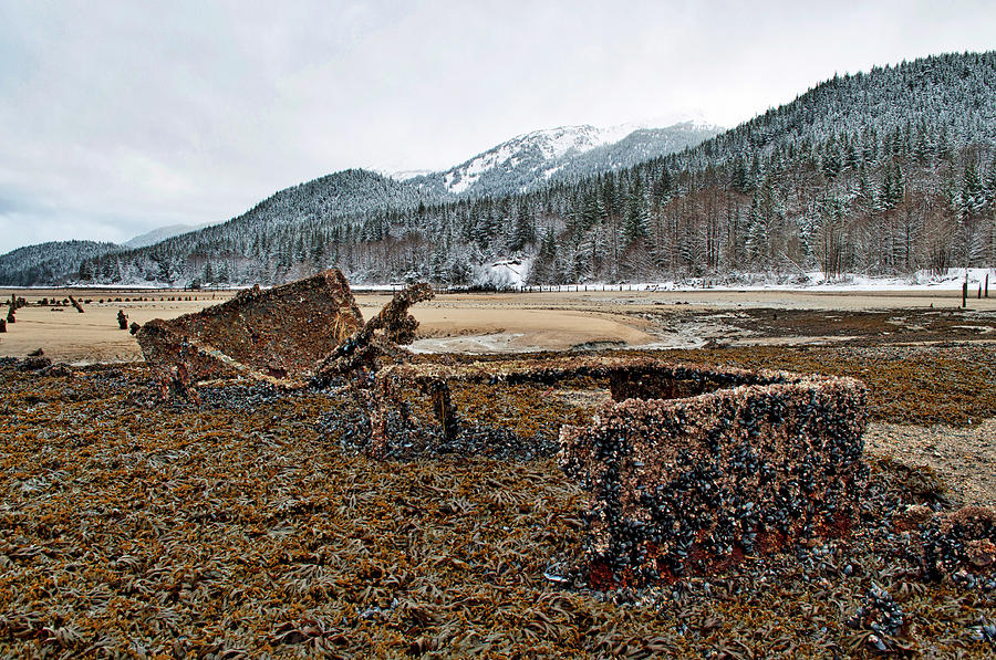 Ore Carts on Beach near Cave In Site Photograph by Cathy Mahnke
