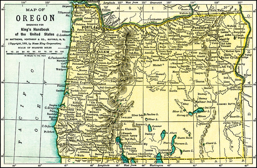 Oregon Antique Map 1891 Photograph by Phil Cardamone