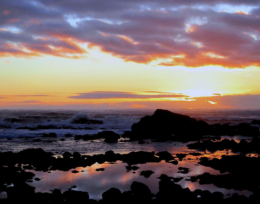 Oregon Beach Sunset Photograph by Larry Bacon