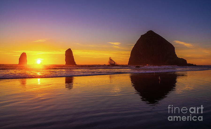 Oregon Coast Cannon Beach Sunset Photograph