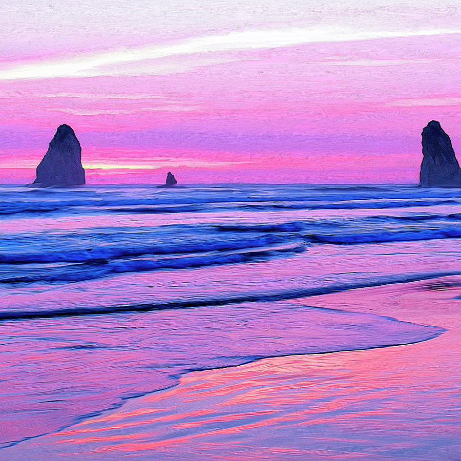 Oregon Coast Sunset Painting by Dominic Piperata - Fine Art America