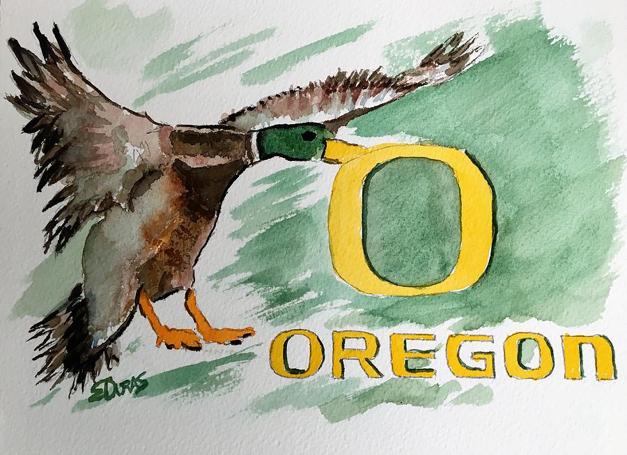 Oregon Ducks Painting by Elaine Duras