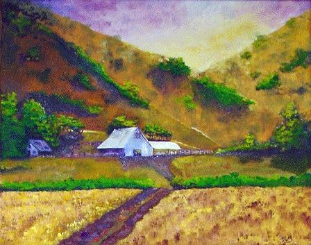 Landscape Painting - Oregon Farm by James Eugene  Moore