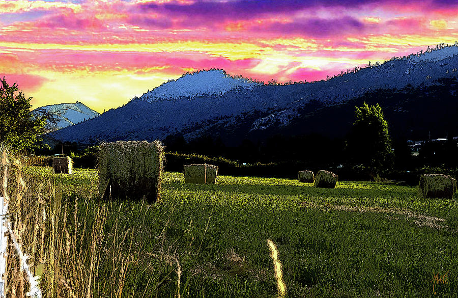 Oregon Hay Bale Sunset Photograph