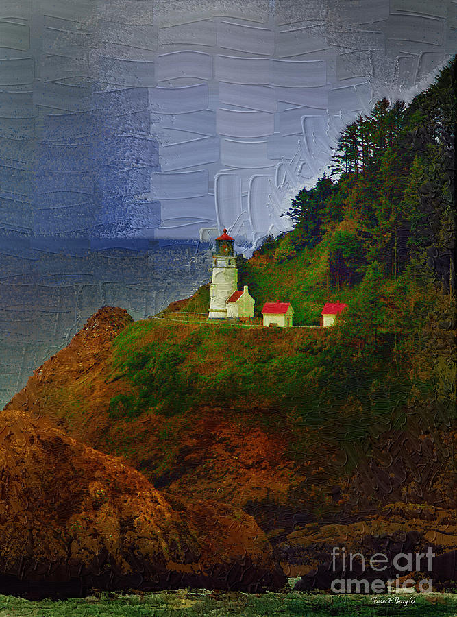 Oregon Lighthouse Painting by Diane E Berry