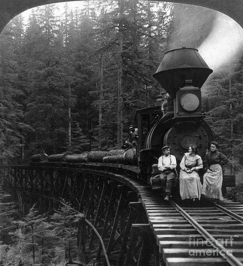 Oregon: Logging Train Photograph by Granger