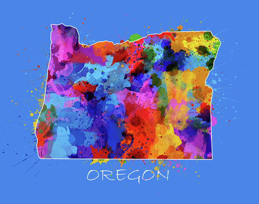 Oregon Map Color Splatter 3 Digital Art by Bekim M