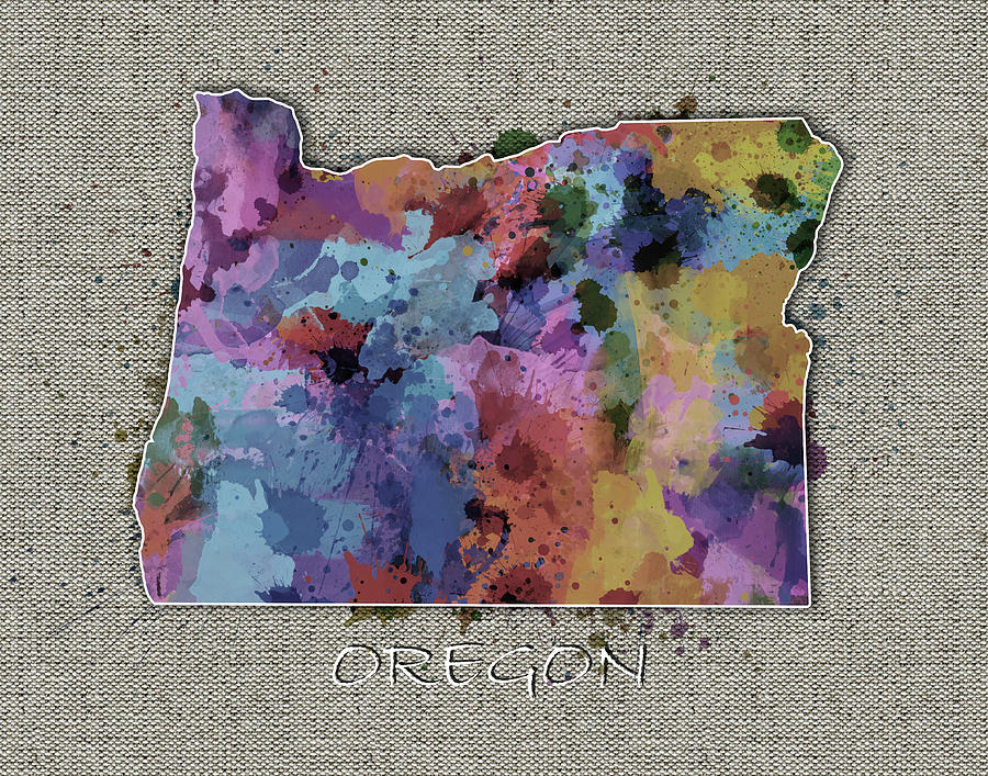 Oregon Map Color Splatter 5 Digital Art