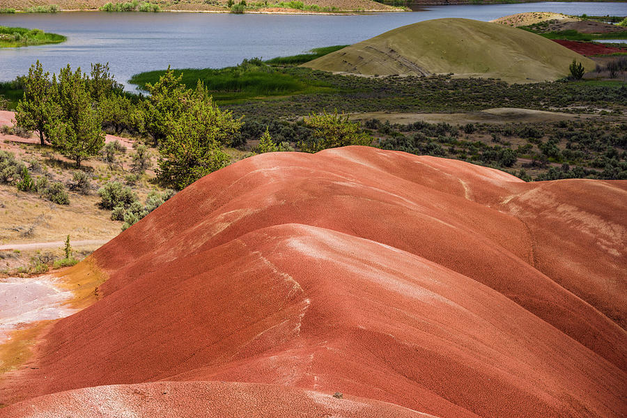 Oregon Painted Hills with Painted Hills Reservoir Photograph by John Trax