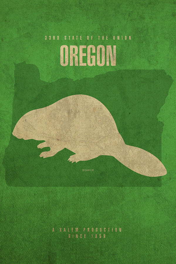 Salem Mixed Media - Oregon State Facts Minimalist Movie Poster Art by Design Turnpike