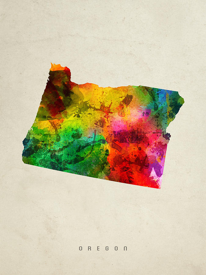Oregon Map Painting - Oregon State Map 01 by Aged Pixel