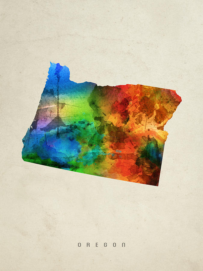 Oregon Map Painting - Oregon State Map 03 by Aged Pixel