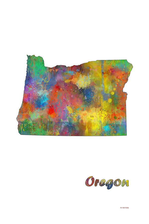 Oregon State Map Digital Art by Marlene Watson