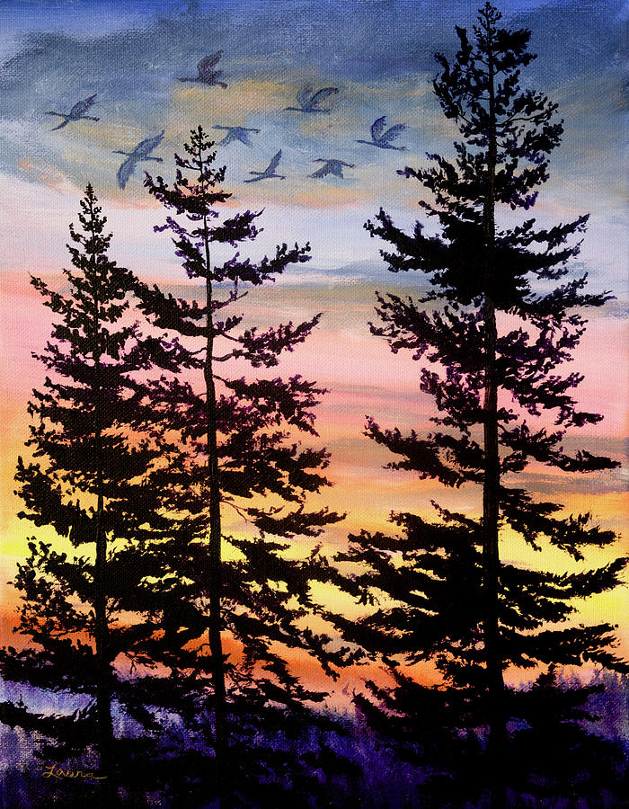 Oregon Sunset 1 Painting by Laura Iverson