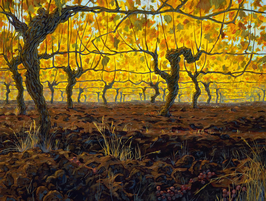 Oregon Vineyard Golden Vines Painting