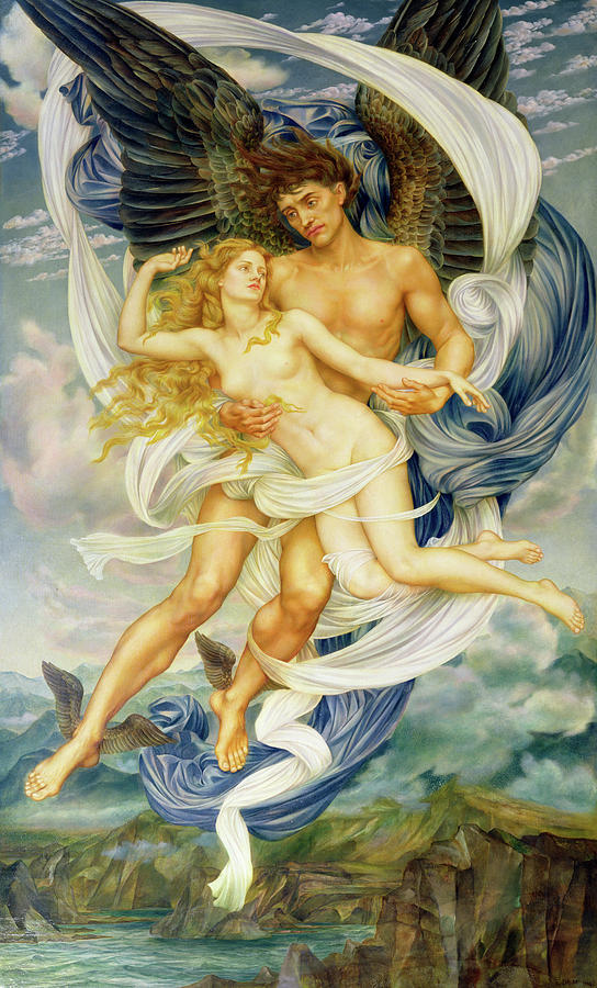Boreas Abducting Oreithyia Painting - Oreithyia And Boreas by Evelyn De Morgan Boreas Abducting Oreithyia Painting - Oreithyia And Boreas by Evelyn De Morgan