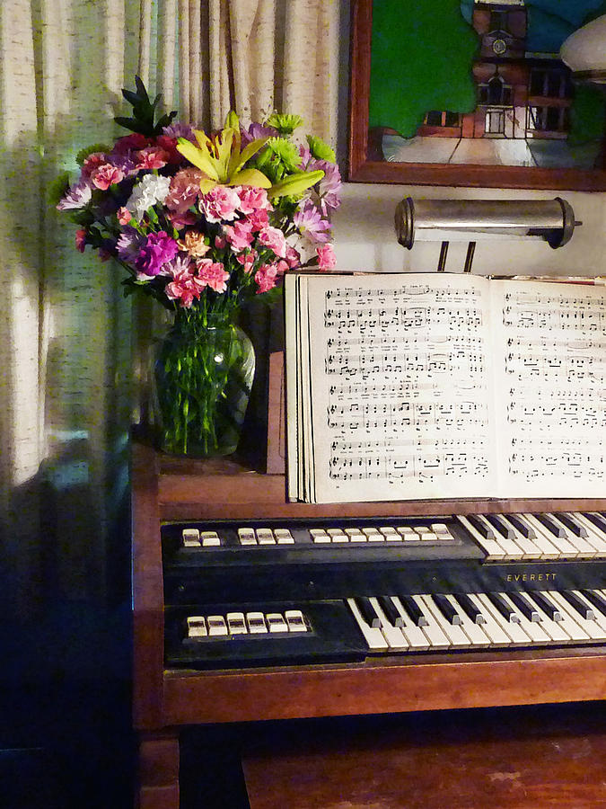 Flower Photograph - Organ and Bouquet of Flowers by Susan Savad