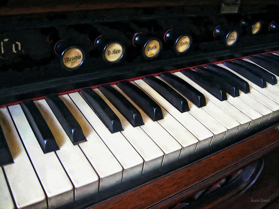 Music Photograph - Organ Keyboard Closeup by Susan Savad