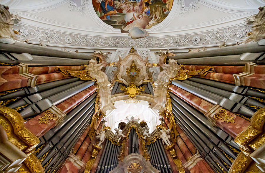 Music Photograph - Organ pipes soaring above by Jenny Setchell