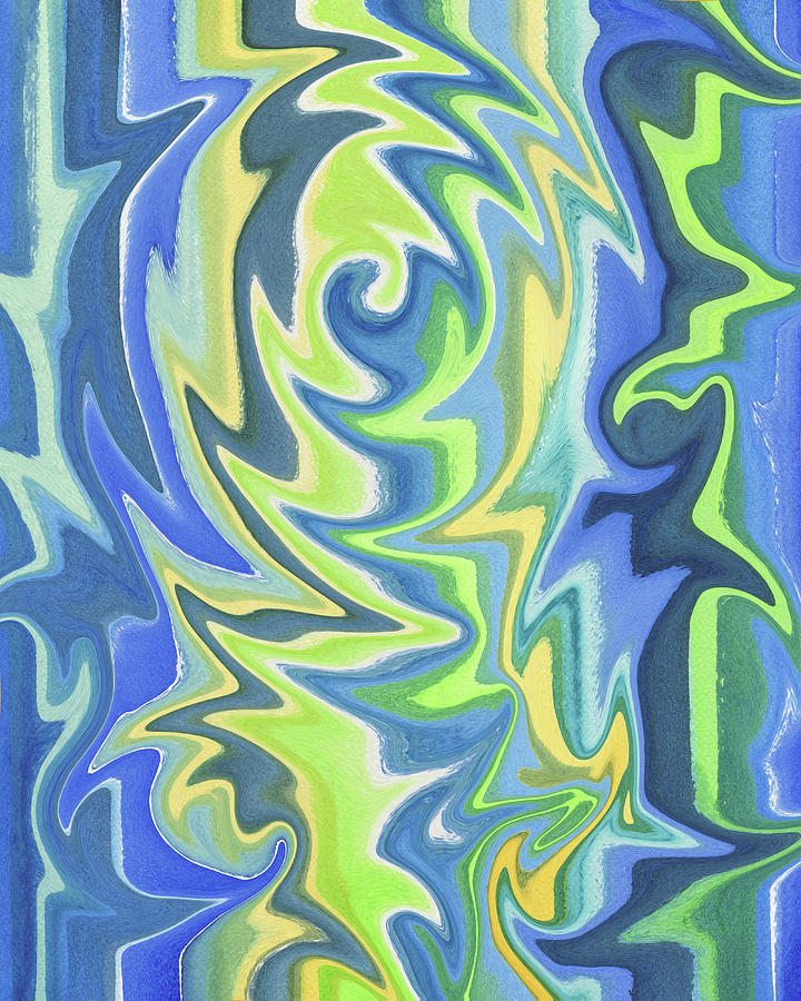 Organic Abstract Swirls Cool Blues Painting by Irina Sztukowski