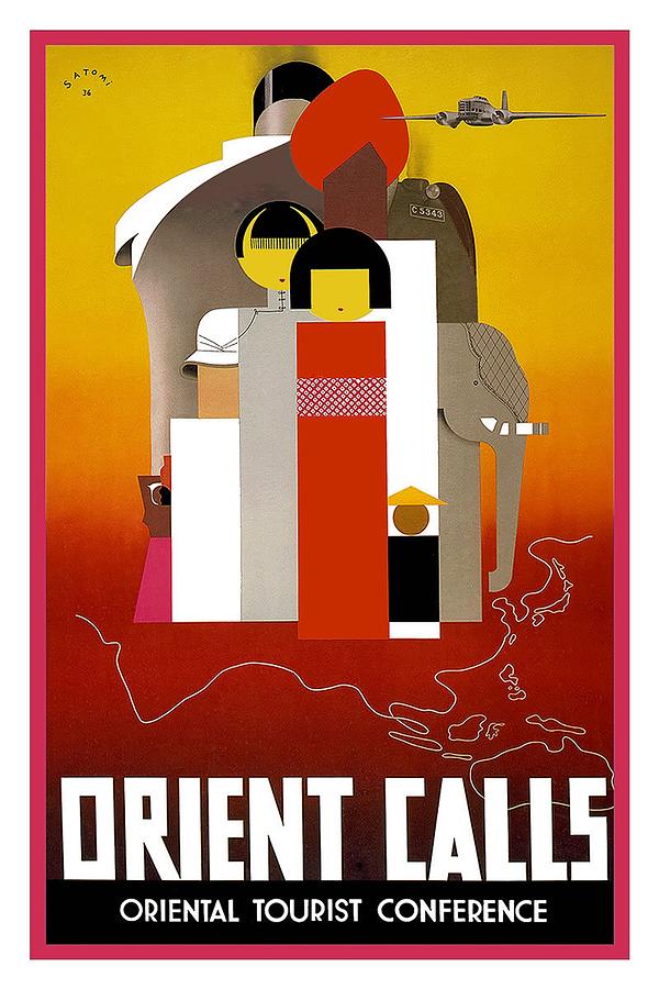 Orient Calls - Oriental Tourist Conference - Retro travel Poster - Vintage Poster Mixed Media by Studio Grafiikka