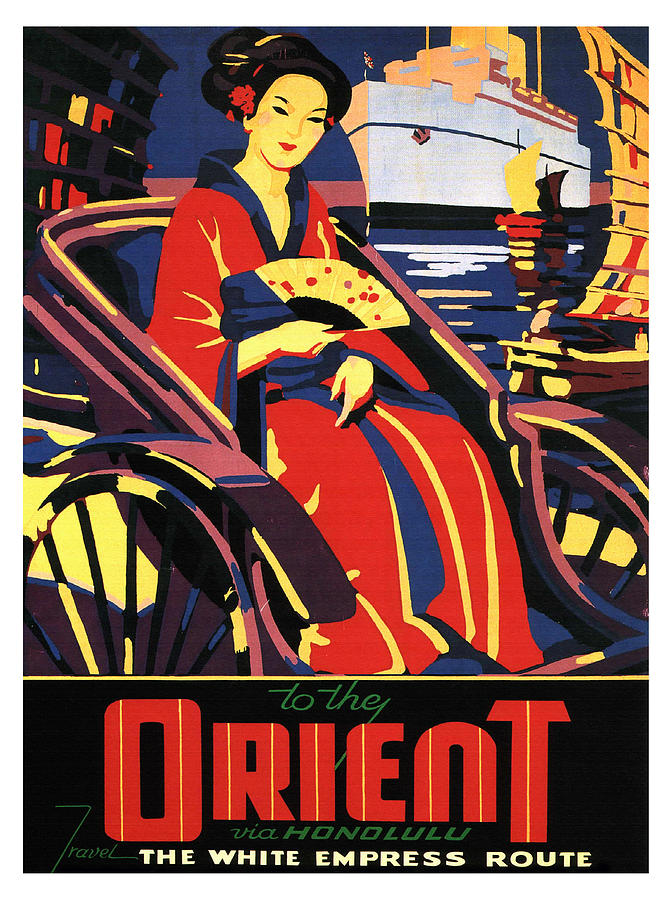 Honolulu Painting - Orient, Honolulu, White Empress route, travel Poster by Long Shot