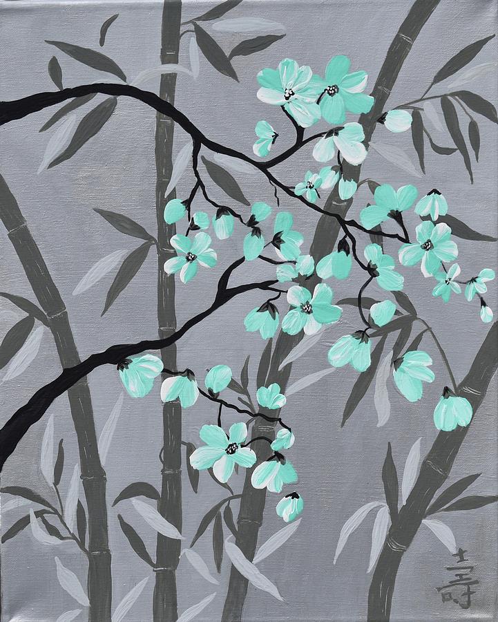 Oriental Art Cherry Blossoms Painting Bamboo art-Contemporary Flower Asian Art Cherry Blossom Art   Painting by Geanna Georgescu