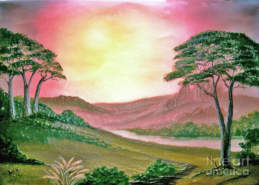 Oriental Fantasy Landscape Painting by Dee Flouton