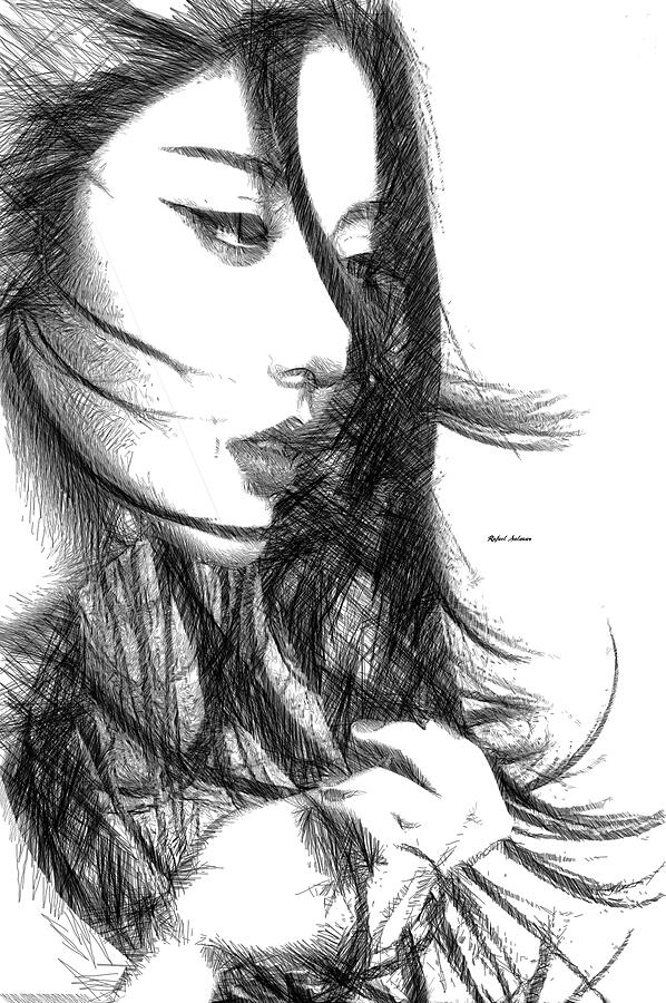 Oriental Female Sketch Digital Art by Rafael Salazar