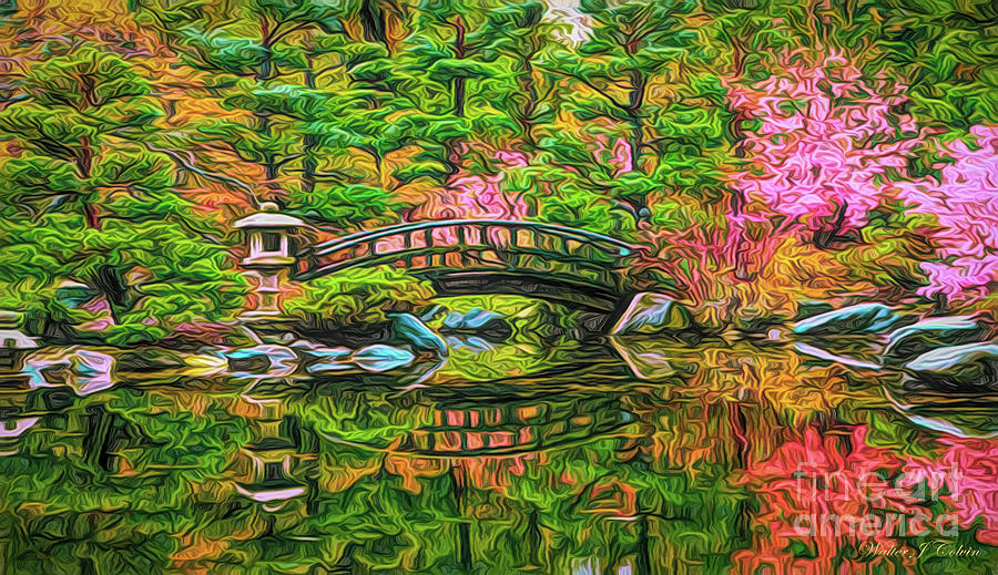 Oriental Foot Bridge Digital Art by Walter Colvin