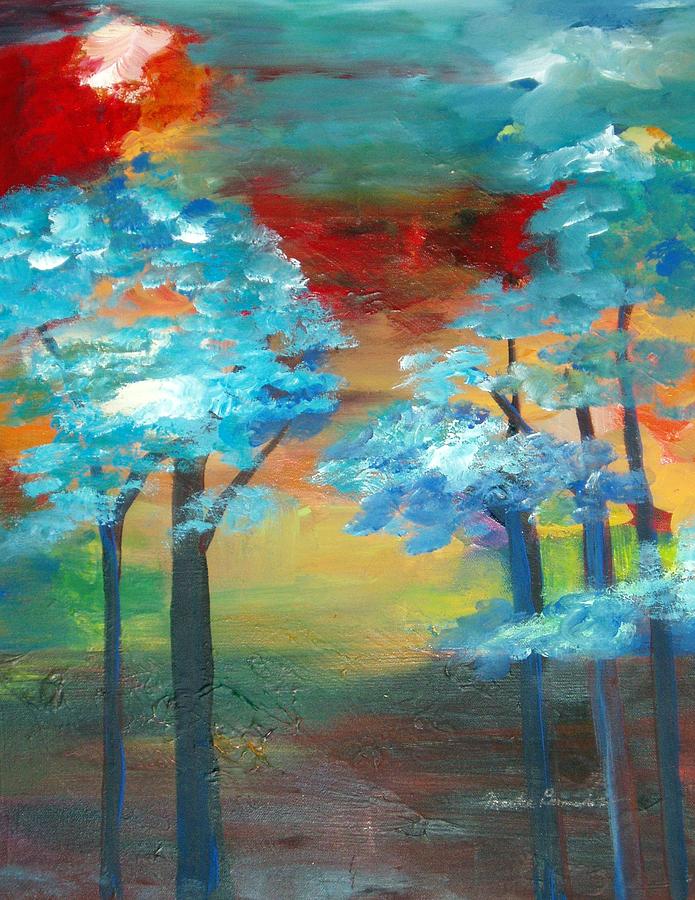 Oriental Forest Painting by Maritza Bermudez