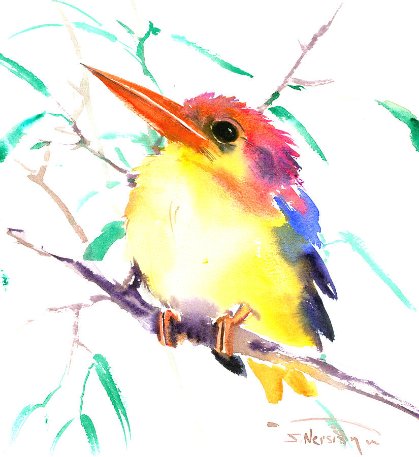 Oriental Kingfisher Painting by Suren Nersisyan