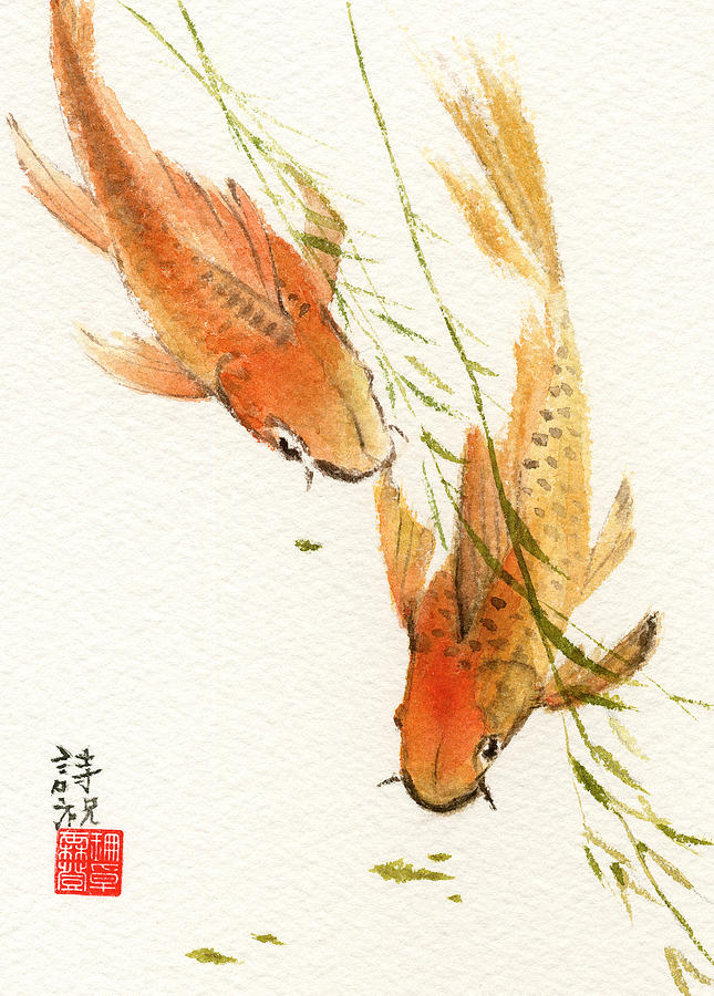 Oriental Koi Painting by Sandy Linden