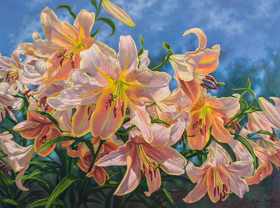 Flower Painting - Oriental Lilies 2 Red Hot by Fiona Craig