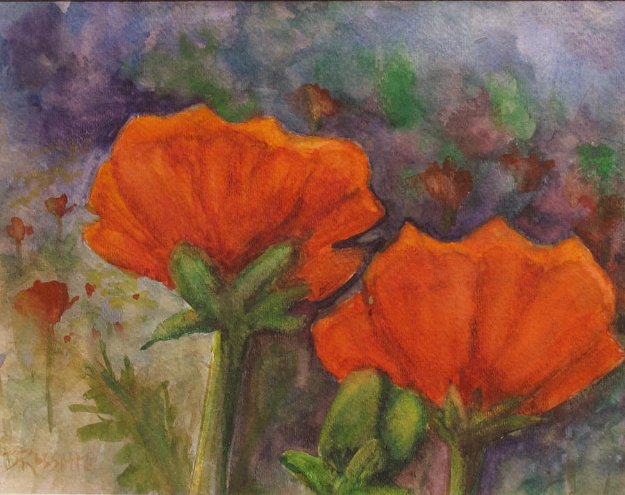 Red Flowers Painting - Oriental Poppies by B Rossitto