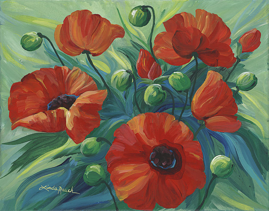 Oriental Poppies Painting by Linda Rauch