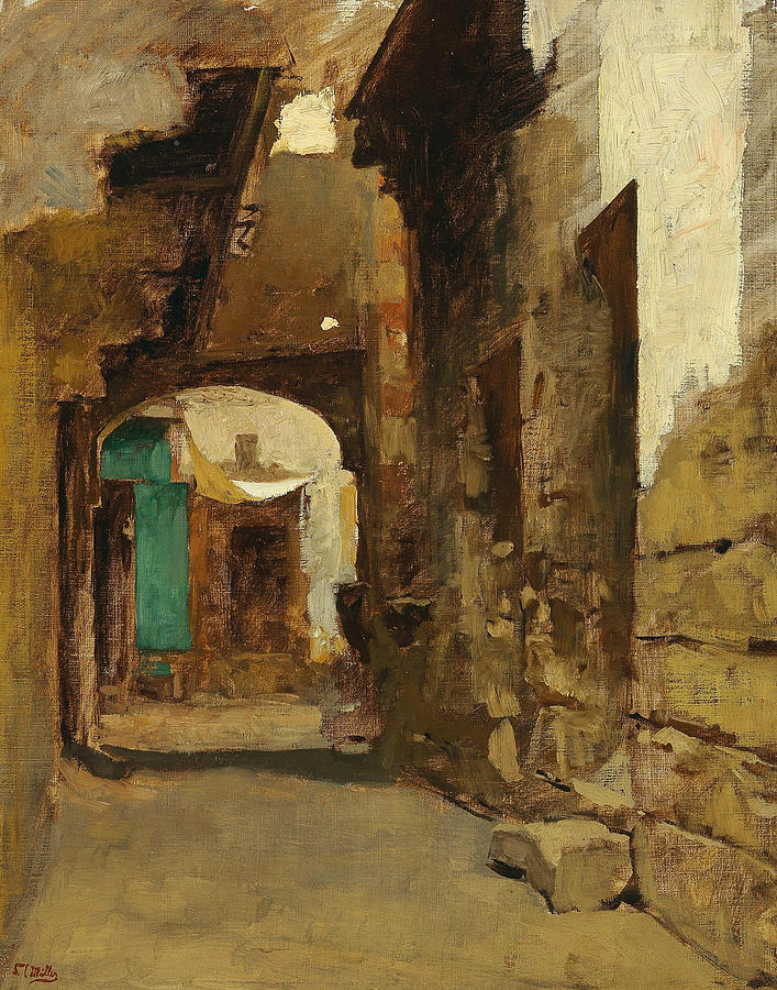 Oriental Street Painting by Leopold Muller