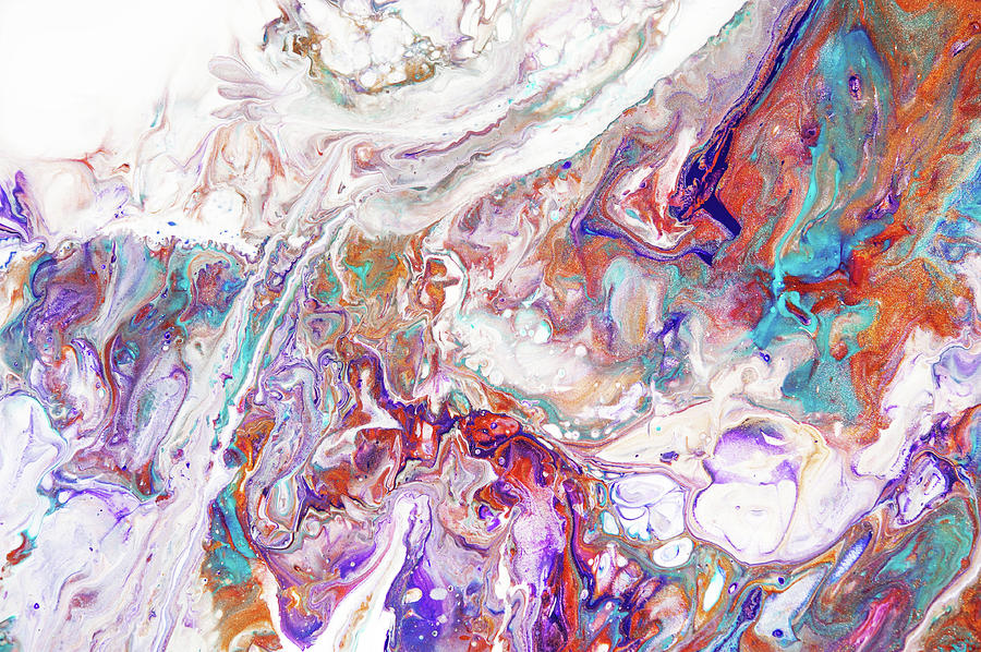 Oriental Treasures Fragment 3. Abstract Fluid Acrylic Painting Painting by Jenny Rainbow
